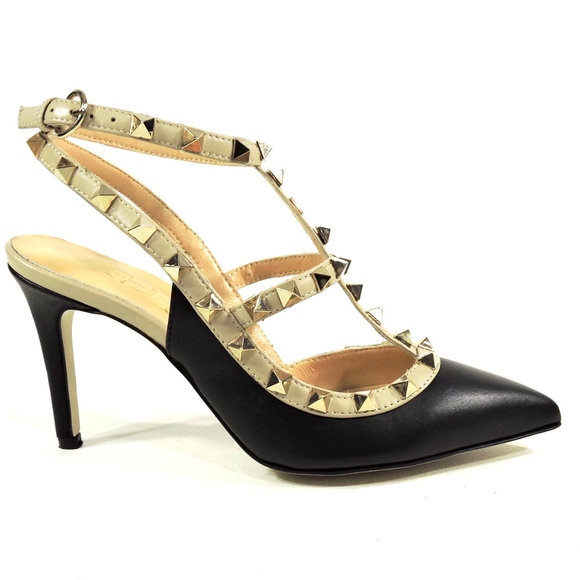 ALESSANDRO DI MARIA Black & Beige Heeled Sandals - Picture 4 of 6
